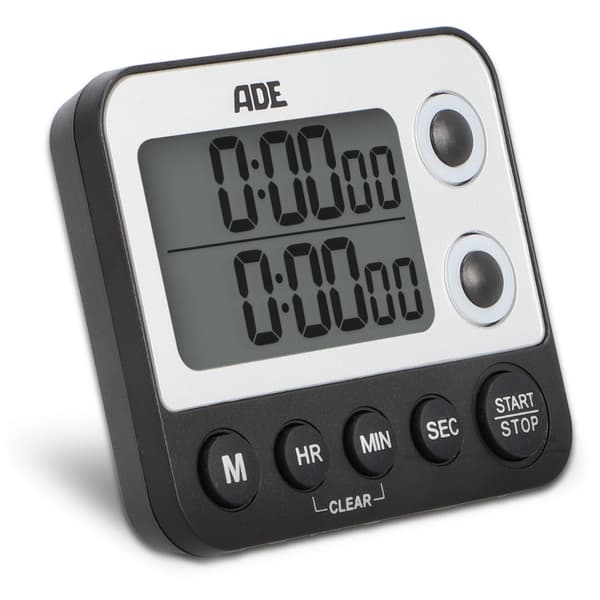 ADE Køkken elektronisk timer, 2 målinger, op til 99 timer, 9×2×8 cm, sort