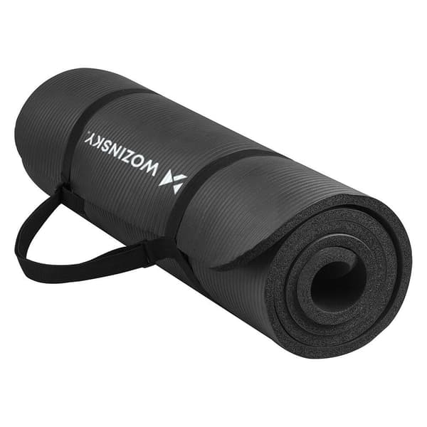 Jumppamatto 181 x 63 x 0,9 cm paksu voimistelujoogamatto musta