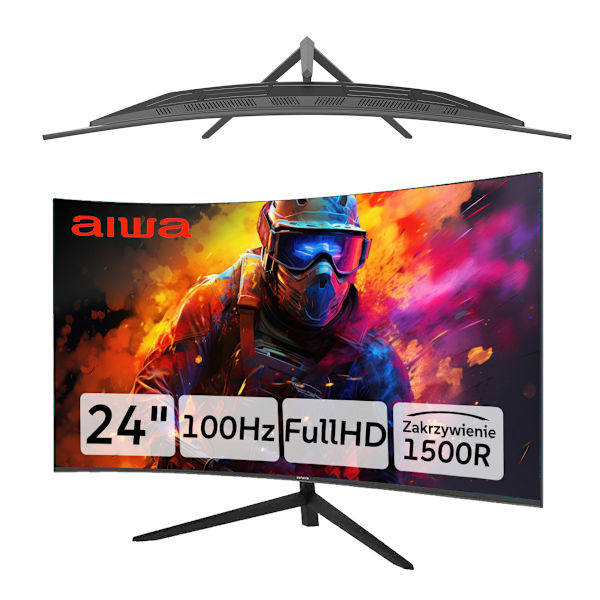 24" AIWA-näyttö 1920x1080 | 100Hz | HDMI | LED VA | Reunukseton kaareva