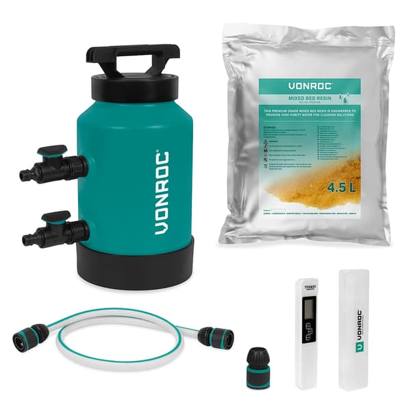 VONROC DI Vattenfilter – Avjoniseringssystem | 4,5 L harts + TDS-mätare | Fläckfri