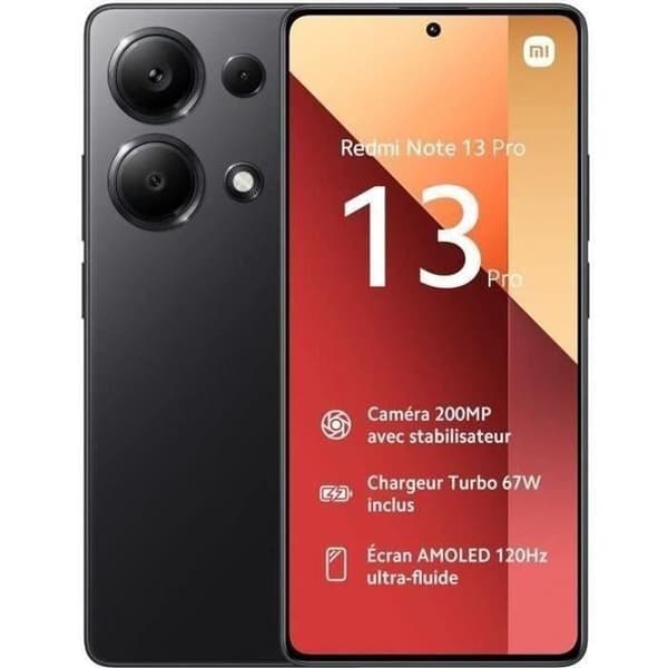 Smartphone Xiaomi Redmi Note 13 Pro 5G 8Go 256 Go Svart Batteri 5100 mAh NFC AMOLED 6.67" (2023) - Återvunnen - Mycket bra skick
