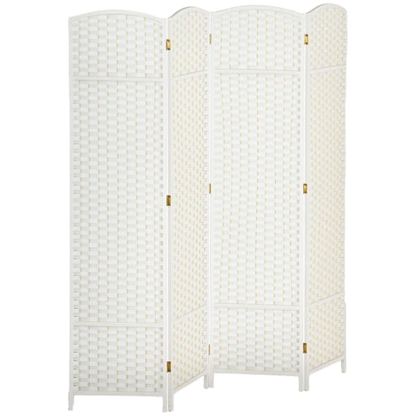 HOMCOM Rumsavdelare 4-delad 160 x 170 cm Skärmvägg i Furu Vit
