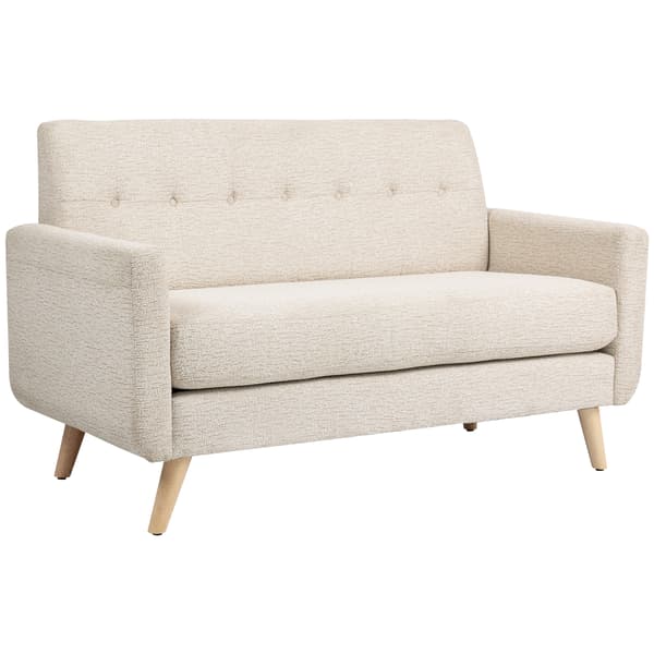 HOMCOM 2-sits soffa, soffa med tjock sitt- och ryggdyna, sammetslook, beige