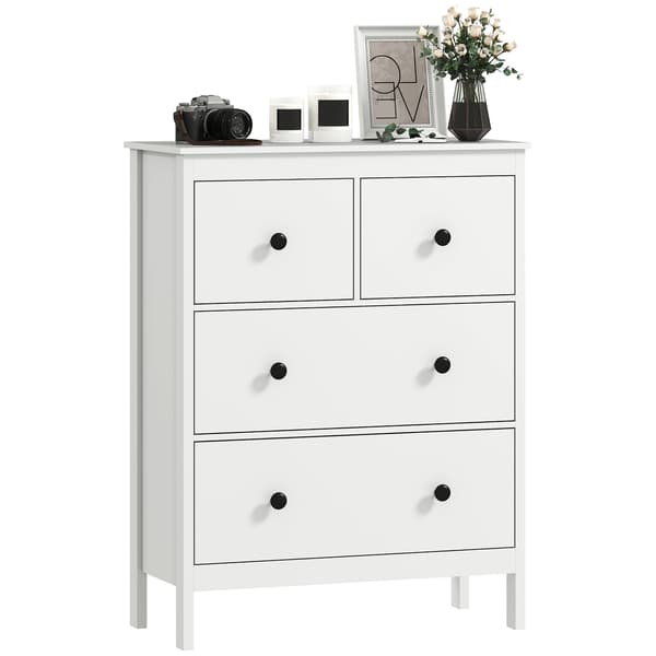 HOMCOM Byrå Modernt Sideboard med 4 lådor för vardagsrum Vit