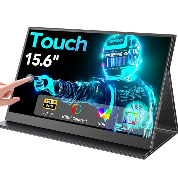 UPERFECT 15,6" FHD bärbar spelskärm (1920x1080) med USB-C/Mini HDMI, metallkropp i aluminium, VESA-monterbar skärm för bärbar dator och konsoler