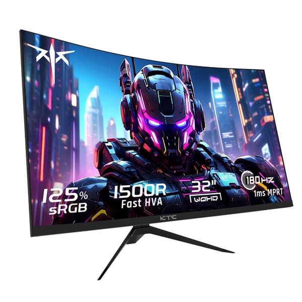 KTC H32S17 32" 2K buet gamingskærm – 180Hz opdateringshastighed, HVA-panel, 1500R krumning og HDR10-understøttelse