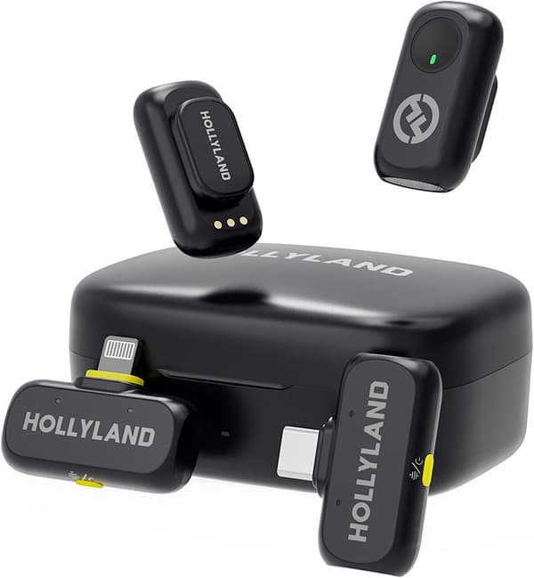 Hollyland Lark A1 trådlöst lavalier mikrofon för iPhone och Android, 48 kHz/24 bitar, 3-nivåer intelligent bulleravbokning, mikrofon för YouTube, Podcast, Vlogging