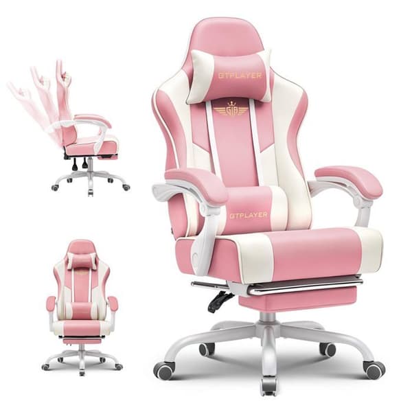 Ergonomisk gamingstol - GTPLAYER - GTPLAYER - Fotstöd - Justerbart nack- och ländstödsstöd - 180 kg