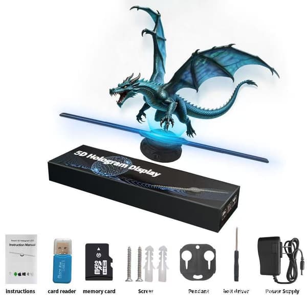 3D-hologramfläkt - 42 cm 3D-hologramprojektor HD LED holografisk julgransreklamdisplay med fjärrkontroll - Bluetooth och WiFi - 42 cm