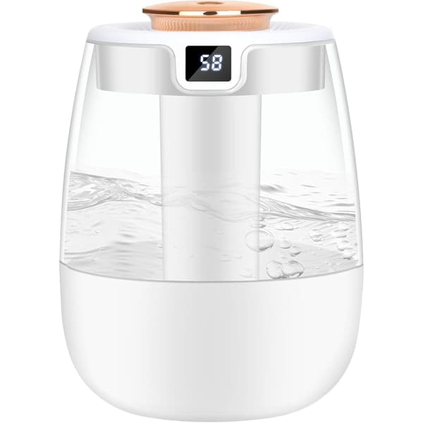 1,8L luftfuktare för sovrum med smart luftfuktighetsdisplay, ultratyst 20dB, 20 timmars drifttid, LED-ljus och automatisk avstängning