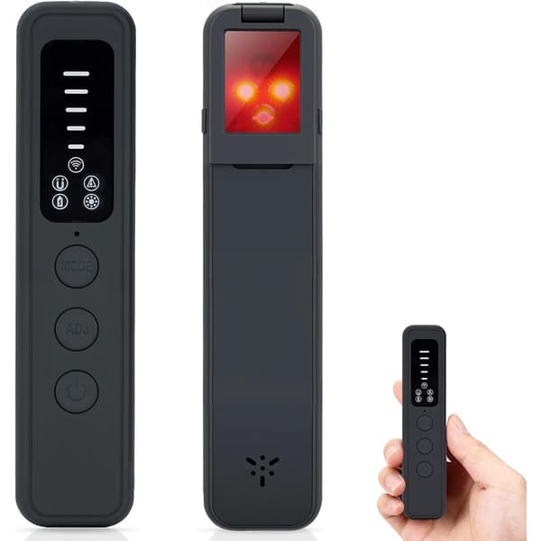 Förbättrad detektor för dold kamera - AI-driven multifunktionell anti-spionenhet - bärbar RF-signalskanner - GPS-tracker och buggdetektor - svart