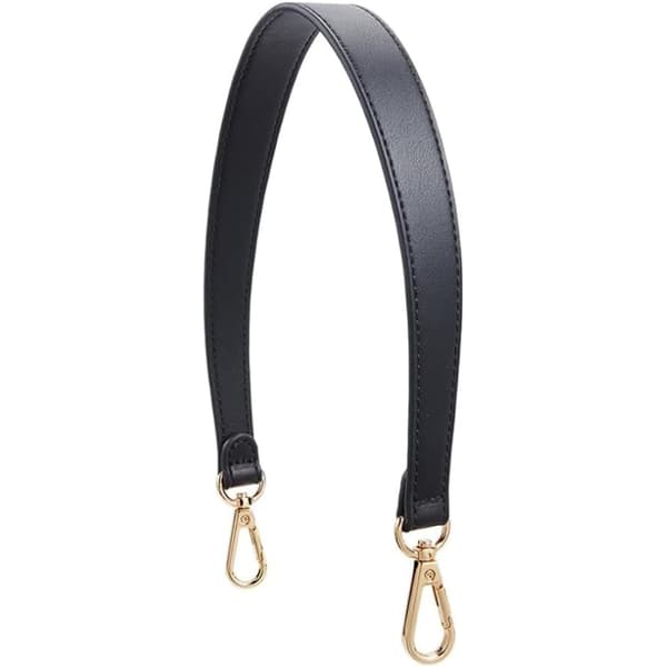 Väskhandtag i läder - justerbar axelrem - utbyteshandtag med karbinhake - universell - kort handväska - handtag - svart - 49 cm