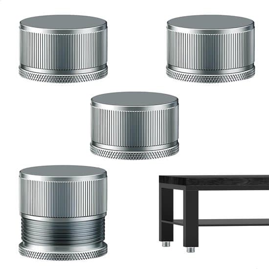 Justerbara möbelben - Höjd 2,3-3,9 cm - Halkfria - Metallben - 4-delat set - Lämpliga för bord/skåp