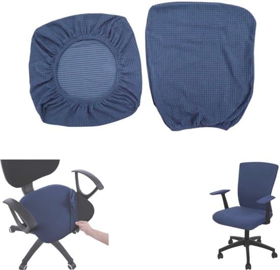 Elastisk kontorstolsbetræk - Vaskbart betræk - Sædebeskyttelse - Aftageligt - Vaskbart - Støvtæt - Marineblå - 38-48 cm - Til stole