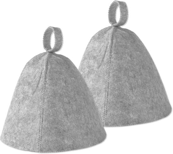 Bastuhattar, Höjd 23cm, 70cm, Set med bastuhattar i filt, Hattomkrets ca, Grå, Bastuhattar i filt, Ångbastuhattar, Universal