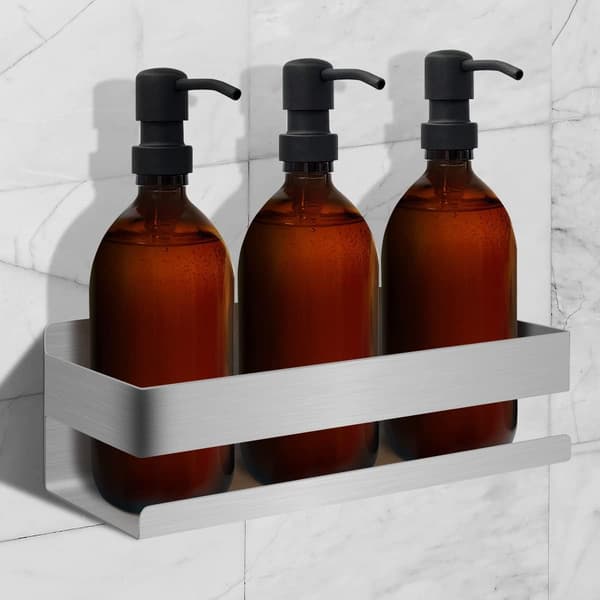 Borefri bruserhylde - Stærk selvklæbende, borefrit vægmonteret design - Rustfrit stålmateriale - Opbevaringshylde til shampoo og showergel