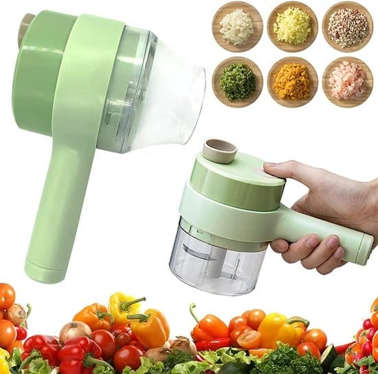 Multifunktionell Grönsaksskärare - 4-i-1 - Skivare - Skiva - Grönsaker - Mixer - Köksredskap - Matlagning - Elektrisk - Uppladdningsbar - Bärbar