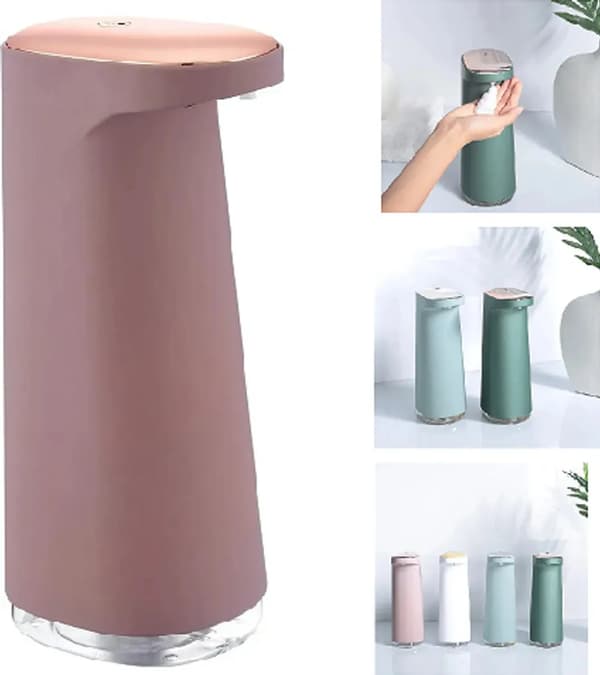 Automatisk sæbedispenser, 450 ml berøringsfri skummende sæbedispenser, IPX4 vandtæt klassificering, med sensor, pink.