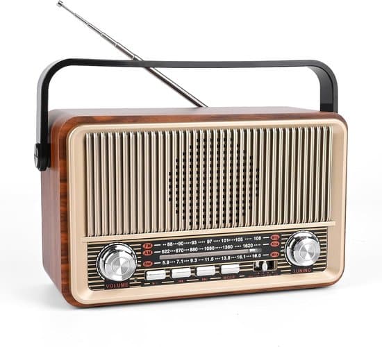 Bluetooth-radio i retrostil, bärbar AM/FM/SW, 1800mAh, AUX/USB/TF, 23.5x11.7x13.3cm, för hem/camping