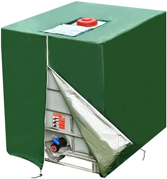 Vattentätt IBC-tankskydd, 120 x 100 x 116 cm, skyddskåpa, regntunnatillbehör, solskydd, för 1000L utomhusregntunna, grön