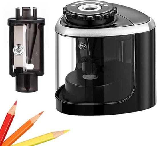 Elektrisk blyantspidser - med opsamlingsbakke - Automatisk blyantspidser - Sort