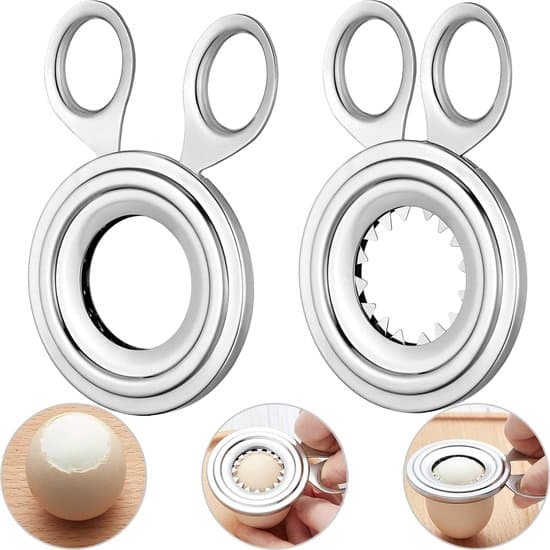 Äggkoppsskärare - Äggöppnare - Frukostförberedelse - Rostfritt stål - 2 delar - Silver