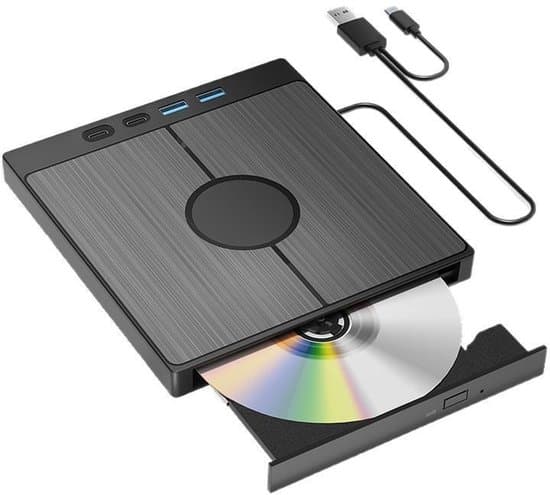 Extern CD-DVD-enhet, USB 3.0 Type-C, +/-RW-brännare, USB/SD/TF-läsare, för PC/Mac, Win/Linux