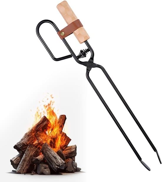 46 cm fjäderbelastad eldtång - Multifunktionellt eldstadsverktyg - Lämplig för grillar och lägereldar