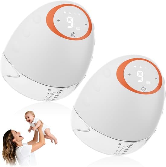Handsfree elektrisk bröstpump - 2 bärbara 120 ml pumpar, 4 lägen, 9 nivåer & LED-display