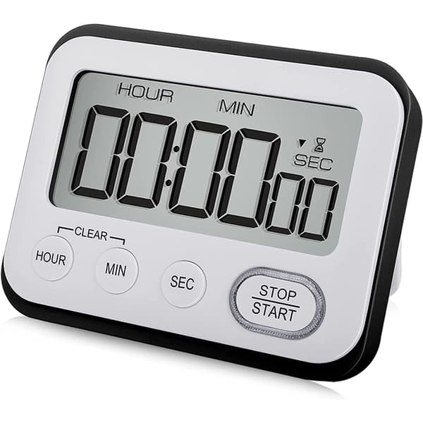 Digital kökstimer med högt magnetiskt larm, stor LCD-skärm, lämplig för lärare, klassrum och barn, svart.