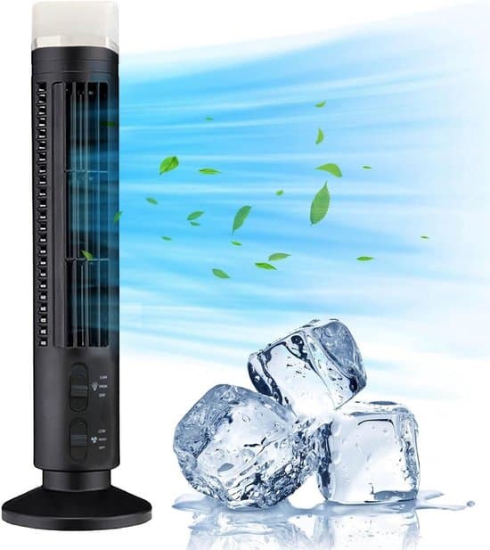 Tyst tornfläkt - Bladlös fläkt - Hemkylning - 34dB ljudnivå - 35 x 12 cm - Svart