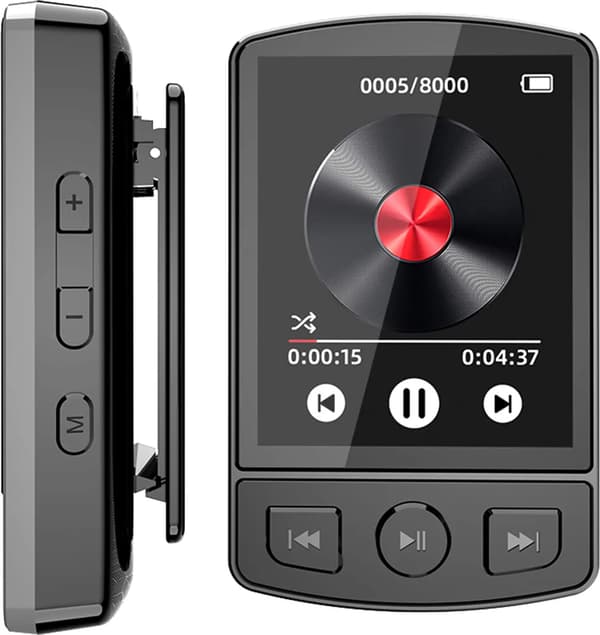 MP3-spelare, bärbar musikspelare, stöder Bluetooth 5.0, inbyggd högtalare, FM-radio, inspelare, e-boksläsare och andra funktioner, 8 GB kapacitet.