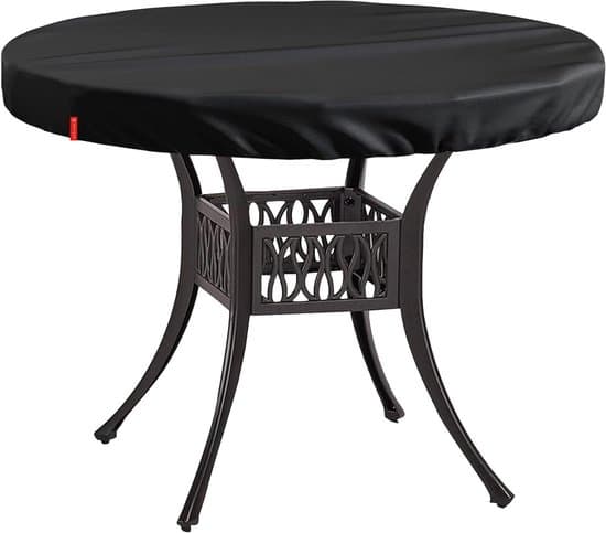 Rundt Bordovertræk - Vandtæt Havebordsovertræk - Beskyt Havemøbler - UV- og Vandafvisende - 91 cm Diameter - Sort