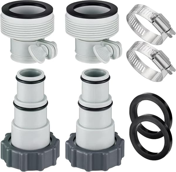 Poolslangadaptrar A & B för 3,81 cm och 3,18 cm reservdelar klämbrickor Intex filterpump havsvattensystem nedgrävd pool 4-pack