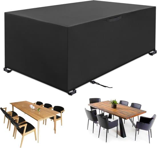 Överdrag för utemöbler, 242 x 162 x 100 cm, 420D Oxford trädgårdsbordsskydd, Dammskydd för trädgårdsmöbler, Vattentätt trädgård, Svart