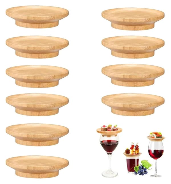 10-pack bambu vinglaslock och charkuterifatskydd för snacks, desserter, bufféer och fester