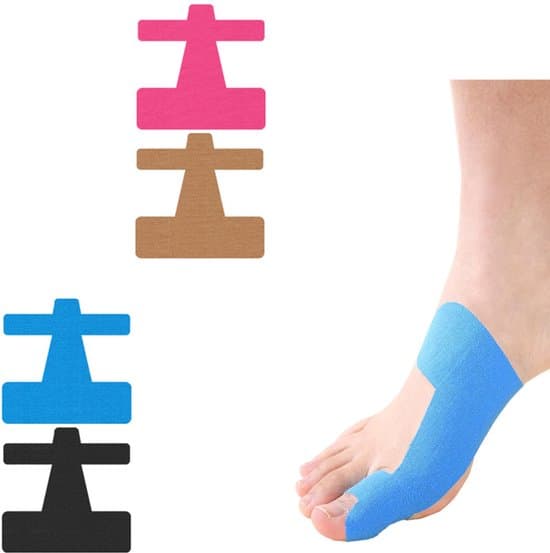 40-pack förklippta högelastiska kinesiologitejpremsor för hallux valgus och tåstöd (4 färger)