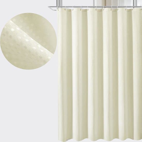 Beige Mjuk Polyester 180x180 cm Mögelresistent Duschdraperi med 12 Krokar