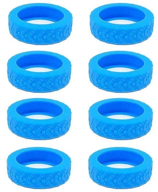 Set med 8 hjulskydd i silikon för bagage, tysta halkfria skydd för resväskhjul 50-65 mm, orange.