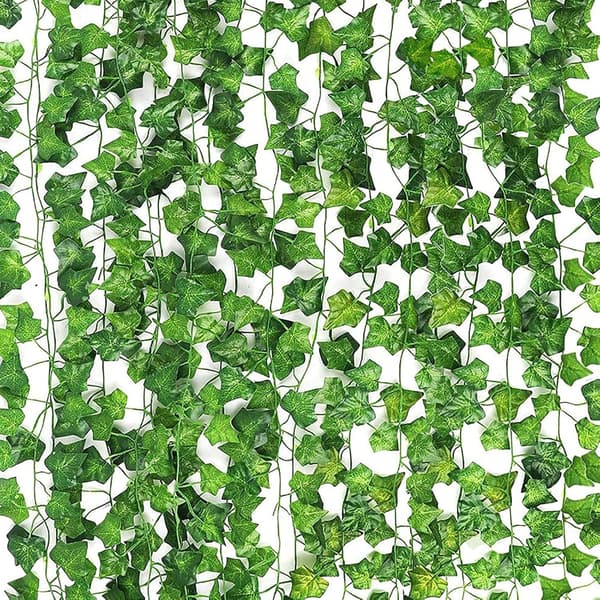 Kunstig vedbendkrans dekorative gardiner, 12 pakker, 26,4 meter kunstige planteophæng, til køkkener, terrasser, gynger, bryllupper, kontorer,...
