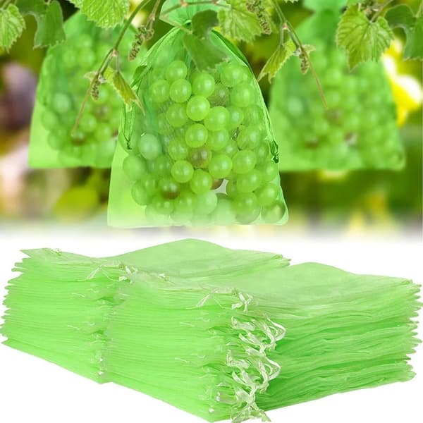 Druvskyddspåsar, 100-pack, Fruktskyddspåsar, Organzapåsar med dragsko, 30x20cm Växtnätpåsar för skadedjursskydd