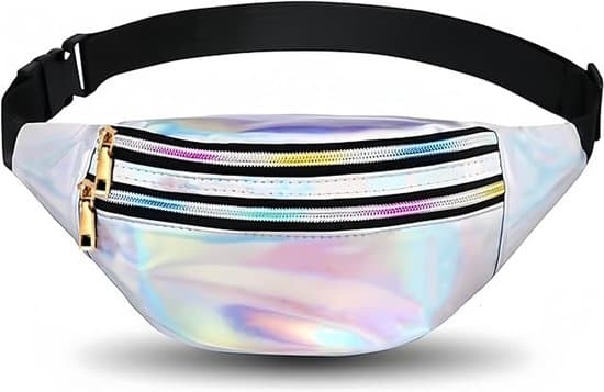 Trendig midjeväska i läder för kvinnor, glänsande midjeväska, festival, rave, crossbody midjeväska, perfekt för sport, löpning, fest, karneval