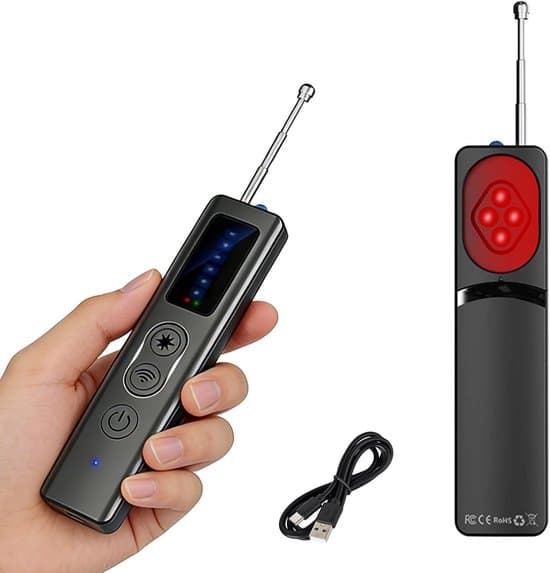 Skjult kamera spiondetektor, Type-C genopladelig, AI-drevet anti-spion enhed med GPS-tracker/aflytningsenhedsdetektor