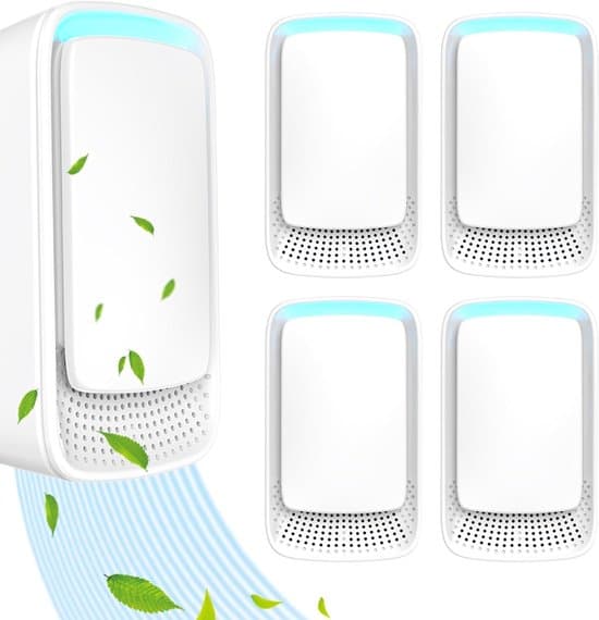 Plug-in luftrenare, negativ jonteknik, tyst drift för hemmabruk, negativ jonluftrenare för sovrum, kontor, husdjursrum, badrum, vit, 4-pack