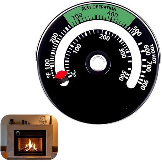 Termometer til brændeovn og pejs - Magnetisk - Aluminiumslegering - Område 100°C til 500°C - Holdbart letlæseligt - Røggastermometer