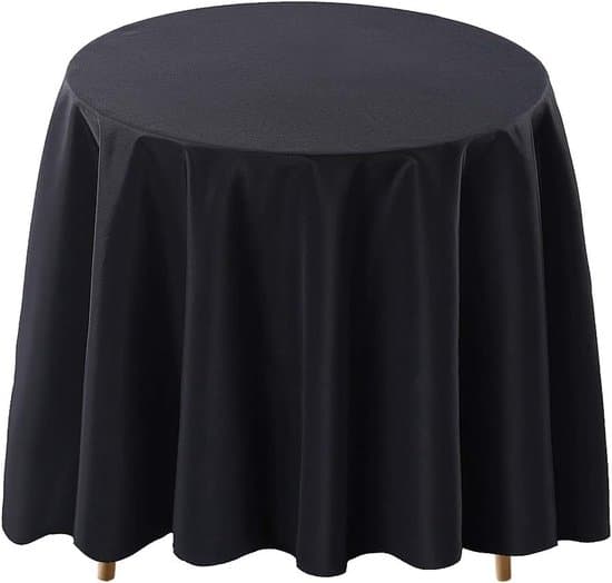 Bordsdukar, Rund duk, Duk, Polyester, Tvättbar, Fläckbeständig, Skrynkelfri och för 5 till 6 personer, Diameter 200 cm, Svart