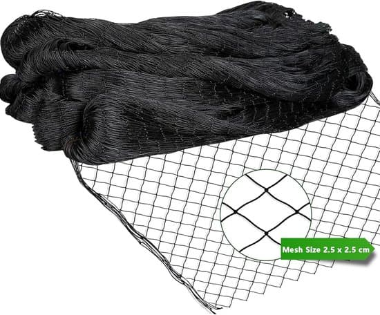 15m x 15m fågelnät, skyddsnät mot koltrastar, används för att skydda trädgårdar, växter och vindruvor från skador (maskstorlek 2,5 x 2,5 cm).