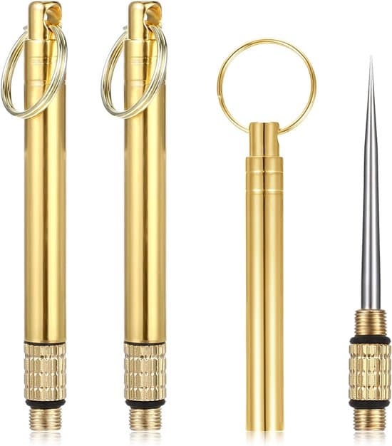 3-pak tandstikkere i titaniumlegering, genanvendelige metal med bærbar opbevaringsboks, guld nøglering opbevaringsboks, til hjemmet udendørs