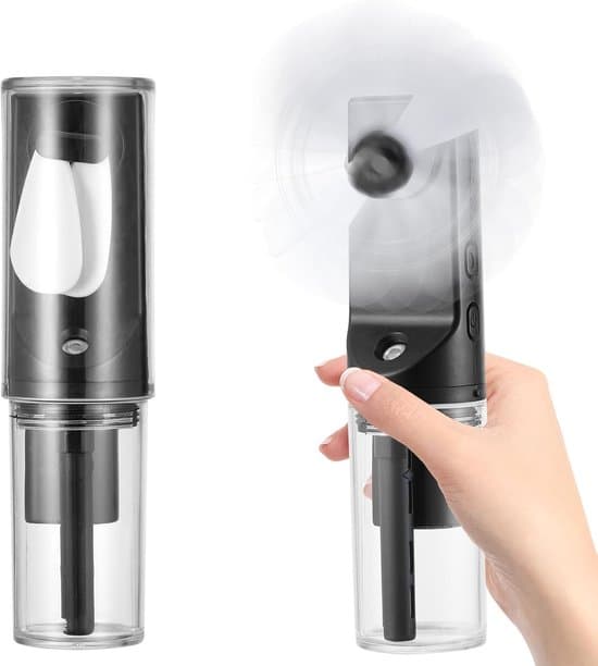 Lämplig för handhållen fläkt med vatten Mini uppladdningsbar liten 4 hastigheter spray svart