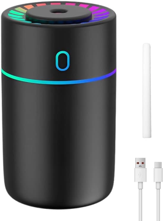 Bilduftfrisker med farvede lys og USB-port - 2 tilstande, automatisk nedlukning - velegnet til biler, kontorer og soveværelser.
